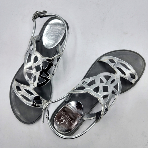 STUART WEITZMAN Gelfisher Laser-Cut Jelly Sandals In Graphite Size 8 - Picture 6 of 7